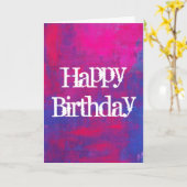 Happy Birthday Magenta en Blue Abstract schilderen Kaart (Gele Bloem)