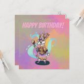 Happy Birthday Magical wolf Kaart (Voorkant / Achterkant in situ)