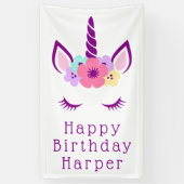 Happy Birthday | Magische Unicorn Spandoek (Verticaal)