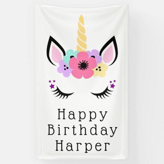 Happy Birthday | Magische Unicorn Spandoek (Verticaal)