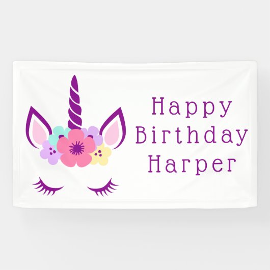 Happy Birthday | Magische Unicorn Spandoek (Horizontaal)