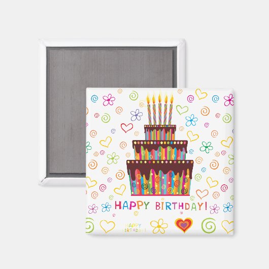 Happy Birthday Magneet (Voorkant / Achterkant)