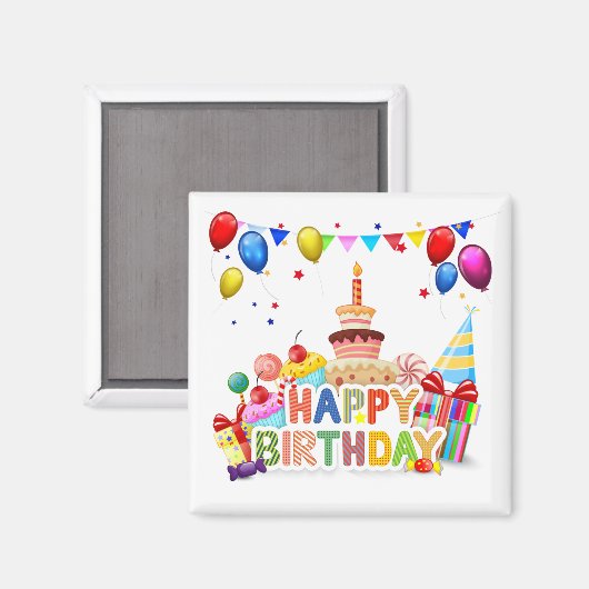 Happy Birthday Magneet (Voorkant / Achterkant)
