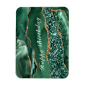 Happy Birthday Magnet Agate Green Gold Glitter Magneet (Verticaal)