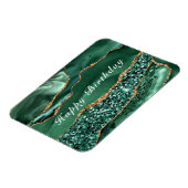 Happy Birthday Magnet Agate Green Gold Glitter Magneet (Linkerzijde)