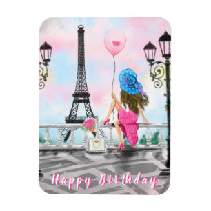 Happy Birthday Magnet Woman met Heart Balloon Magneet