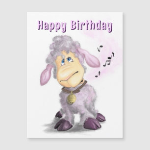 Happy Birthday Magnetic Card Little Lamb met Bell