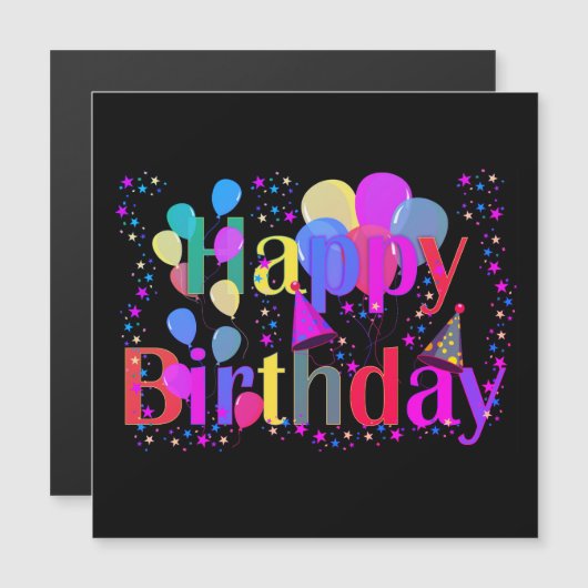 Happy Birthday Magnetic Kaart (Voorkant / Achterkant)