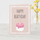 Happy birthday - mahjong tegels en taart roze kaart (Gele Bloem)