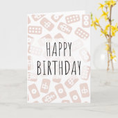 Happy birthday - mahjong tegels lichtroze kaart (Gele Bloem)