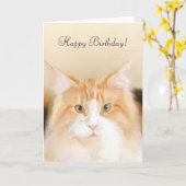 Happy Birthday Main Coon Cat Kaart (Gele Bloem)
