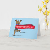 Happy Birthday Male Runner Cartoon Kaart (Gele Bloem)