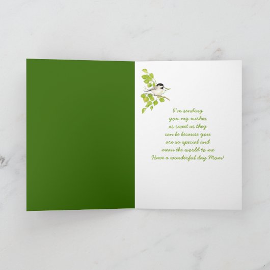 Happy Birthday Mam Chickadee, Bird & Lace Kaart (Binnen)