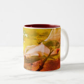 Happy Birthday Mam Dogwood Flower Personalized Tweekleurige Koffiemok (Voorkant rechts)