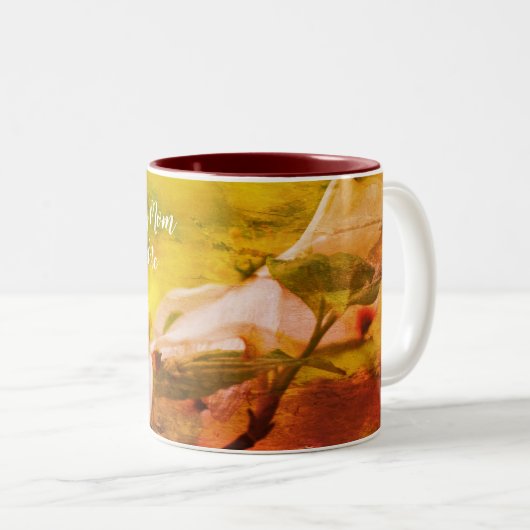 Happy Birthday Mam Dogwood Flower Personalized Tweekleurige Koffiemok (Voorkant rechts)