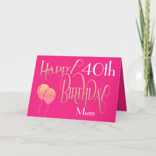 Happy Birthday Mam Elke leeftijd en noem Hot Pink  Kaart