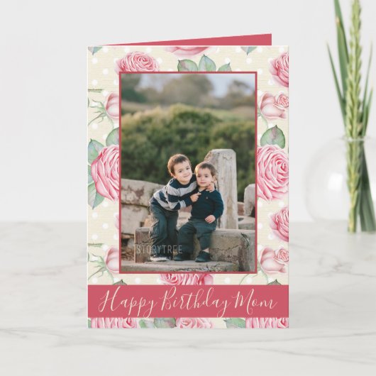 Happy Birthday Mam Floral Kaart (Voorkant)