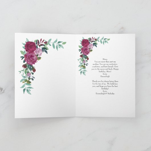 Happy Birthday Mam Floral Rozen Kaart (Binnen)