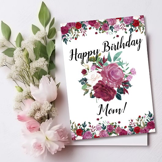 Happy Birthday Mam Floral Rozen Kaart