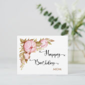 Happy Birthday Mam Floral Waterverf Briefkaart (Staand voorkant)
