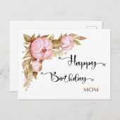 Happy Birthday Mam Floral Waterverf Briefkaart (Voorkant / Achterkant)