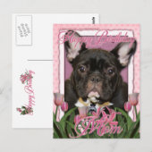 Happy Birthday Mam - French Bulldog - Blauwgroen Briefkaart (Voorkant / Achterkant)