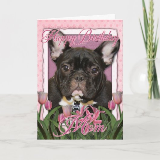 Happy Birthday Mam - French Bulldog - Blauwgroen Kaart (Voorkant)