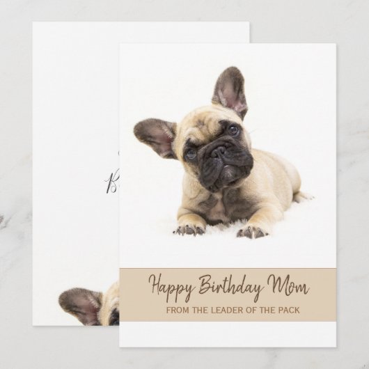 Happy Birthday Mam French Bulldog Foto Feestdagenkaart (Voorkant / Achterkant)