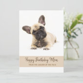 Happy Birthday Mam French Bulldog Foto Feestdagenkaart (Staand voorkant)