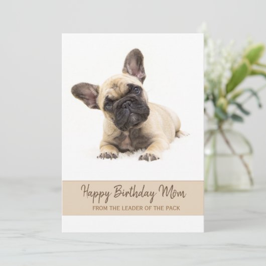 Happy Birthday Mam French Bulldog Foto Feestdagenkaart (Staand voorkant)