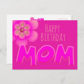 Happy Birthday Mam in Fun, heldere roze tekst - Briefkaart (Voorkant / Achterkant)