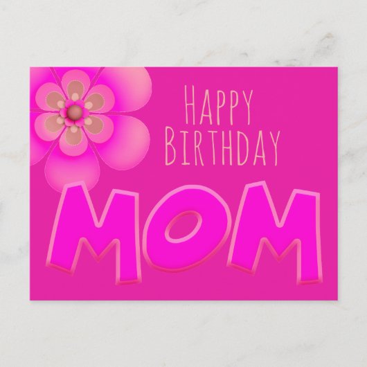 Happy Birthday Mam in Fun, heldere roze tekst - Briefkaart (Voorkant)