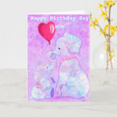 Happy Birthday Mam Kaart Olifant Mam en Baby (Gele Bloem)
