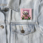 Happy Birthday Mam - ShihPoo - Maggie Vierkante Button 5,1 Cm (In situ)