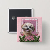Happy Birthday Mam - ShihPoo - Maggie Vierkante Button 5,1 Cm (Voorkant /achterkant)