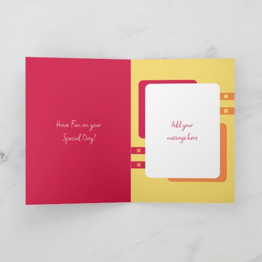 Happy Birthday Mam voeg 3 foto's toe rood geel Kaart (Binnen)