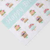 Happy Birthday Mam Waterverf Floral Cakes Tissuepapier (Detail)