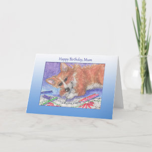 Happy Birthday, mama, Corgi-hond en kleurboek Kaart