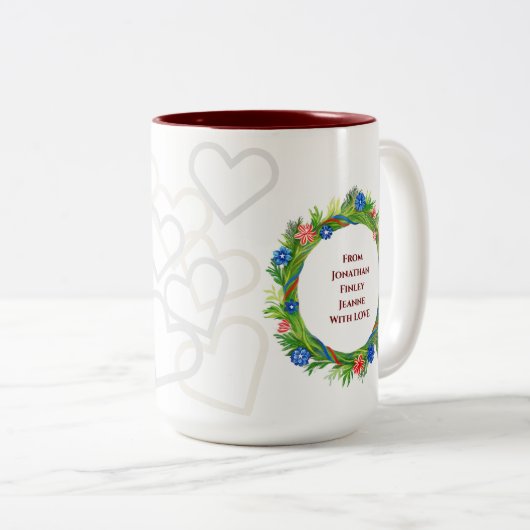  Happy Birthday mama Floral Wreate Tweekleurige Koffiemok (Voorkant rechts)