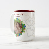  Happy Birthday mama Floral Wreate Tweekleurige Koffiemok (Voorkant links)