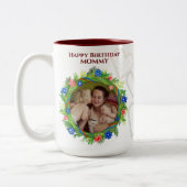  Happy Birthday mama Floral Wreate Tweekleurige Koffiemok (Links)