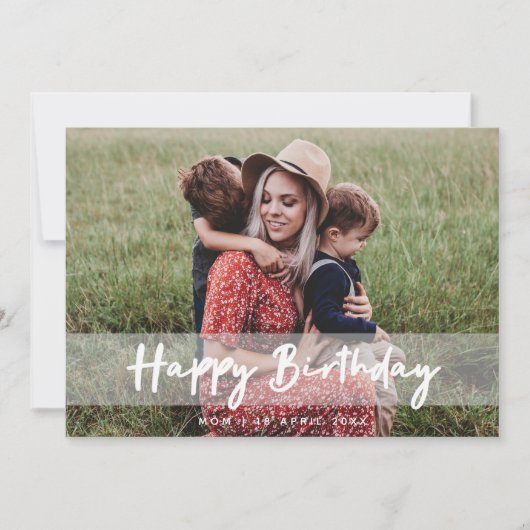 Happy Birthday mama | Moderne Script-fotokaart (Voorkant)