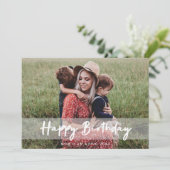 Happy Birthday mama | Moderne Script-fotokaart (Staand voorkant)