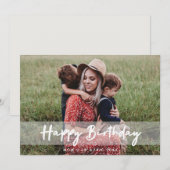Happy Birthday mama | Moderne Script-fotokaart (Voorkant / Achterkant)