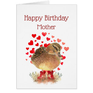 Happy Birthday mama, Moeder Cute Duck Red Boots