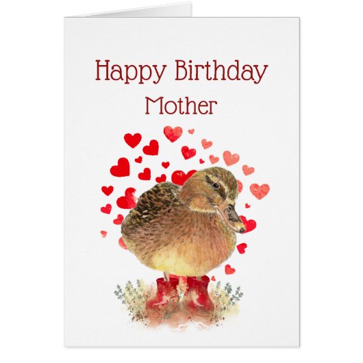 Happy Birthday mama, Moeder Cute Duck Red Boots (Voorkant)