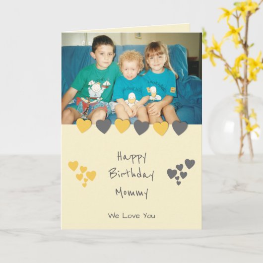 Happy Birthday Mama oranje foto Kaart (Gele Bloem)