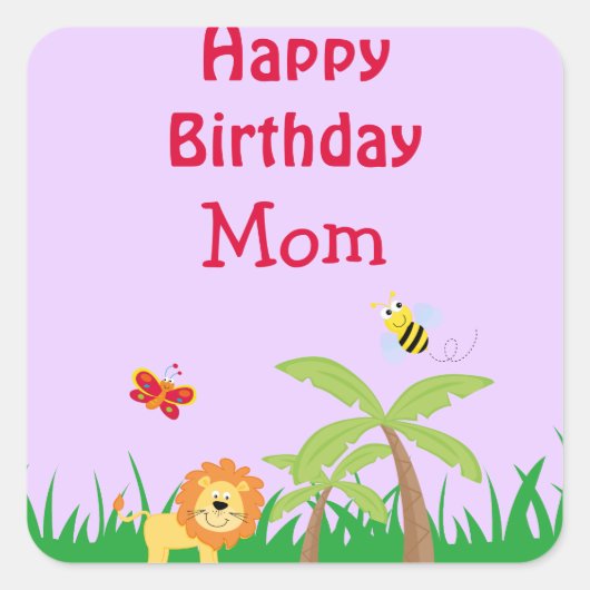 Happy Birthday mama Vierkante Sticker (Voorkant)