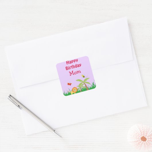 Happy Birthday mama Vierkante Sticker (Envelop)