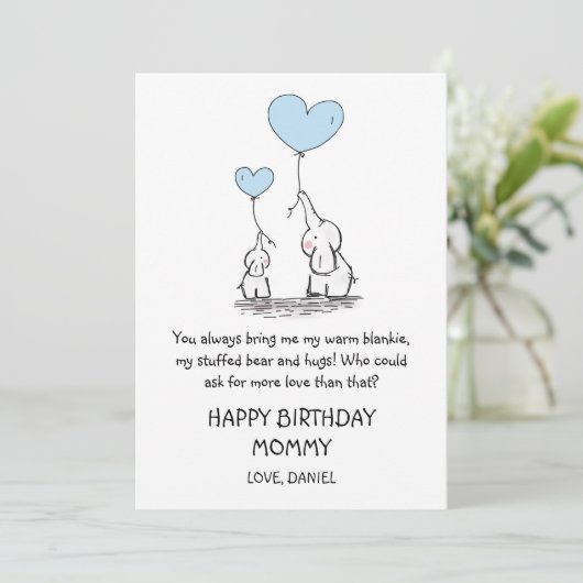 Happy Birthday mammie Elephants Cute (Staand voorkant)